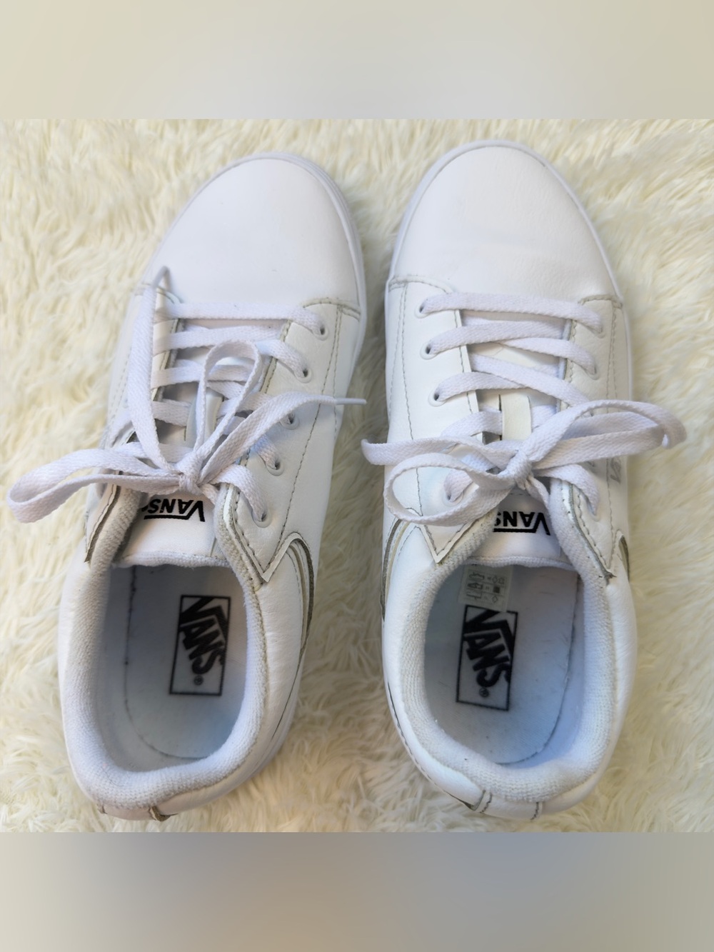 Vans Kids White Low-Top Lace-Up Sneakers